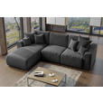 ECKSOFA Dunkelgrau Velours  - Chromfarben/Dunkelgrau, KONVENTIONELL, Kunststoff/Textil (195/293cm) - Carryhome