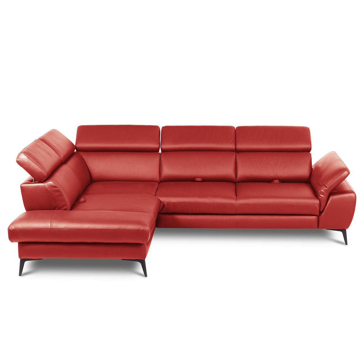 ECKSOFA  in Lederlook Echtleder Rot  220/274 cm  - Rot/Schwarz, Design, Leder/Textil (220/274cm) - Livetastic