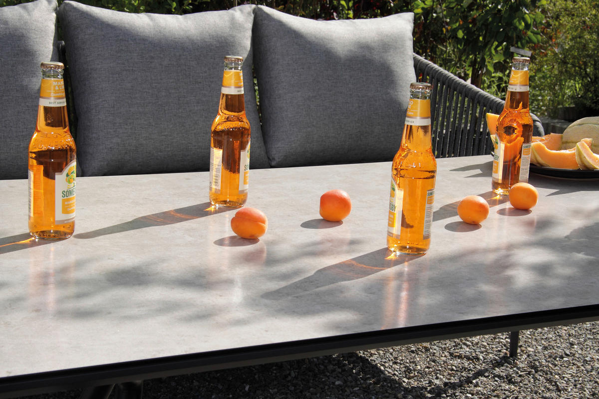LOUNGEGARNITUR Aluminium  - Dunkelgrau/Anthrazit, MODERN, Kunststoff/Metall (185/65/75cm) - Ambia Garden