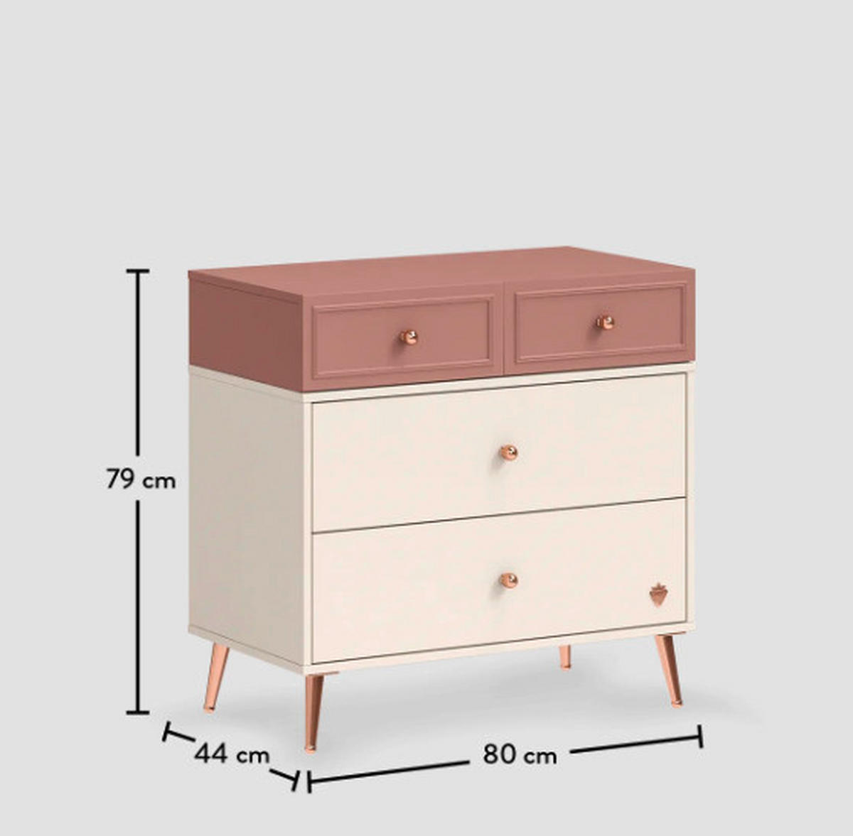 COMODĂ 80/79/44 cm  - roz aprins/crem, Modern, lemn/material pe bază de lemn (80/79/44cm) - Cilek