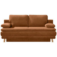 SCHLAFSOFA Feincord Rostfarben  inkl. Armlehnenkissen, Bettkasten, Schlaffunktion, Rücken echt  - Rostfarben/Eiche Artisan, KONVENTIONELL, Holz/Textil (198/89/96cm) - Niels Andersson