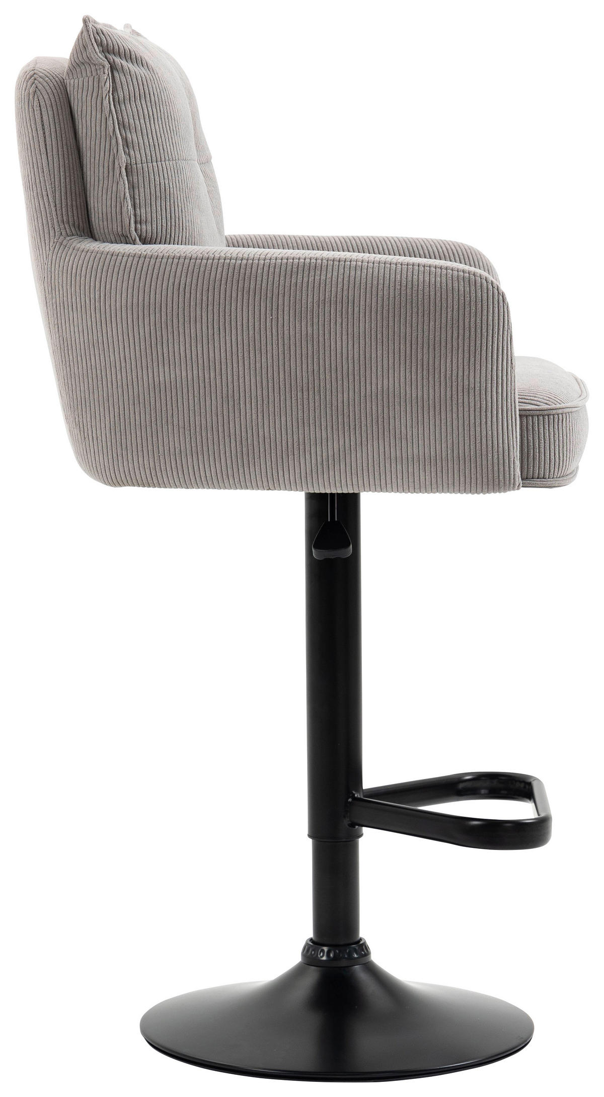 BARHOCKER Cord Taupe, Schwarz Eisen Sitzfläche 360° drehbar, Stoffauswahl, inklusive Armlehnen  - Taupe/Schwarz, Design, Textil/Metall (54/98-120/58cm) - Novel