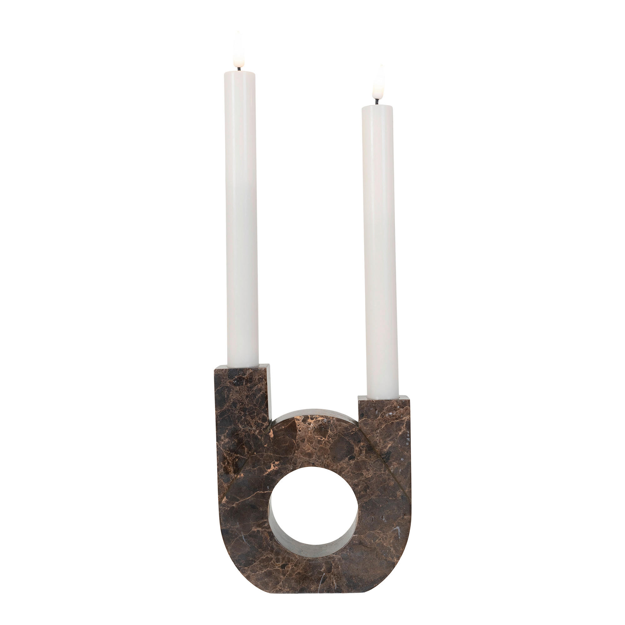 KERZENHALTER - Braun, Basics, Stein (3,5/14/12cm)