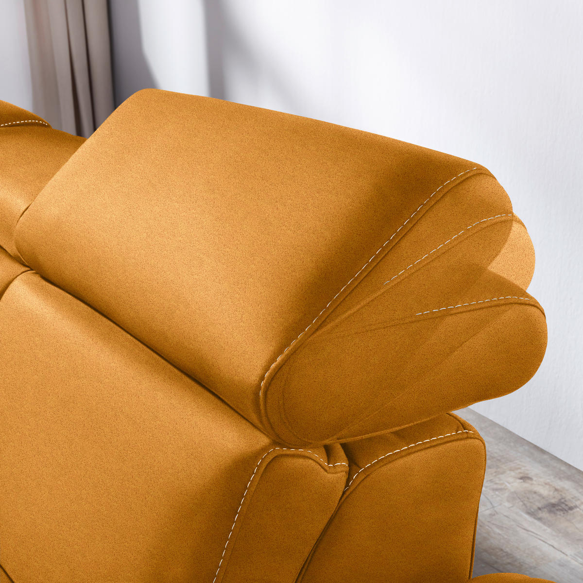 ECKSOFA in Flachgewebe, Mikrofaser Orange  - Beige/Alufarben, Design, Textil/Metall (239/271cm) - Cantus