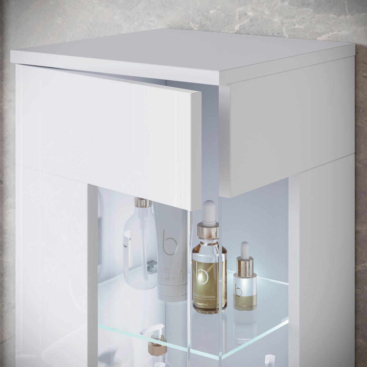 BADEZIMMER 5-teilig  in 120,4 cm  - Weiß Hochglanz/Weiß, Trend, Glas/Keramik (120,4cm) - P & B