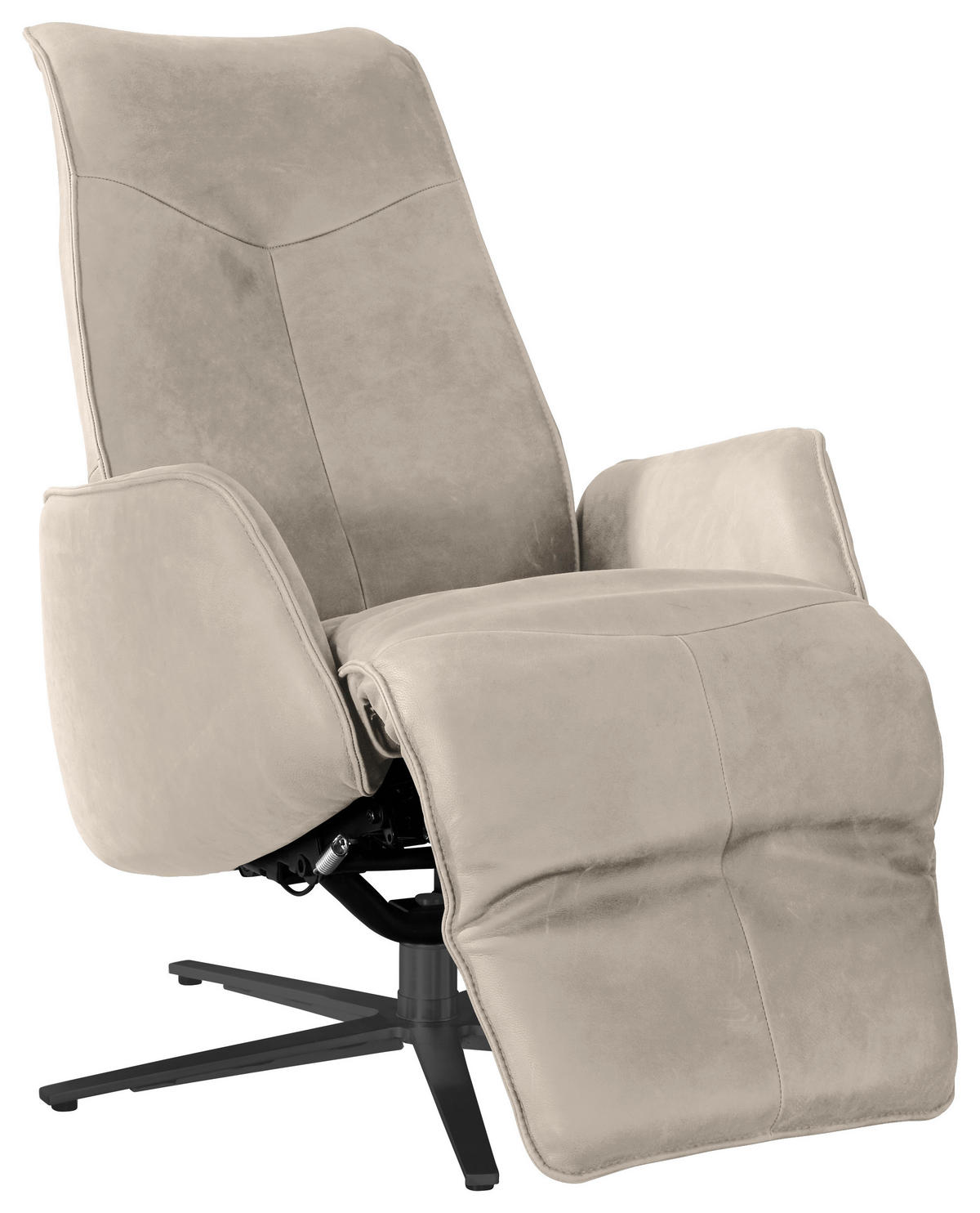 RELAXSESSEL in Leder Creme  - Anthrazit/Creme, Design, Leder/Metall (71/114/84cm) - Johann Jakob