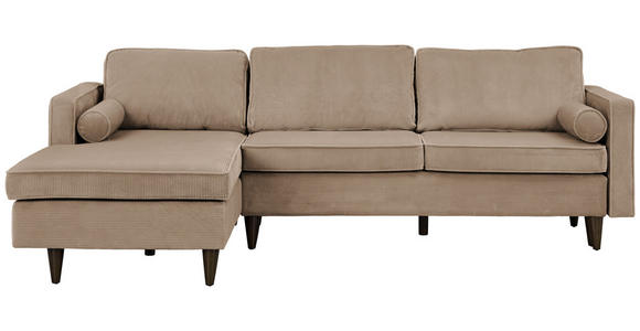 ECKSOFA in Cord Hellbraun  - Hellbraun/Eichefarben, MODERN, Holz/Textil (178/261cm) - Carryhome