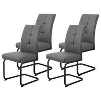 SCHWINGSTUHL-SET 4 Stück  in Stahl Lederlook  - Schwarz/Grau, MODERN, Textil/Metall (46/97/61cm) - P & B