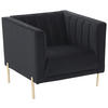 SESSEL in Samt Schwarz  - Goldfarben/Schwarz, Design, Textil/Metall (101/75/85cm) - Livetastic
