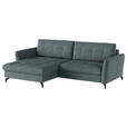 ECKSOFA in Flachgewebe, Leinenoptik Blau  - Blau/Schwarz, Design, Textil/Metall (170/242cm) - Xora