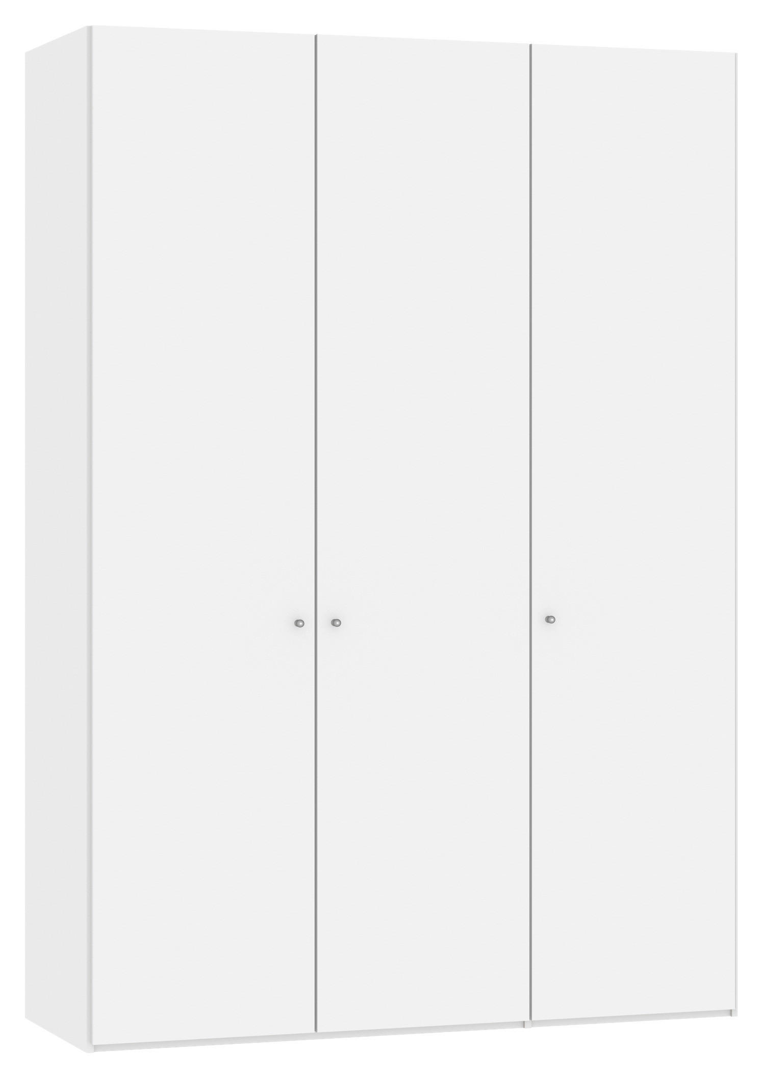 DREHTÜRENSCHRANK in Weiss  - Weiss/Silberfarben, Design, Glas/Holzwerkstoff (153/220/59cm) - Jutzler