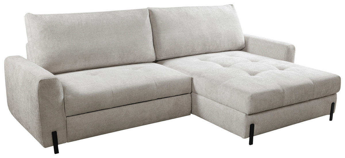 ECKSOFA in Struktur Beige  - Beige/Schwarz, Design, Textil/Metall (265/162cm) - MID.YOU