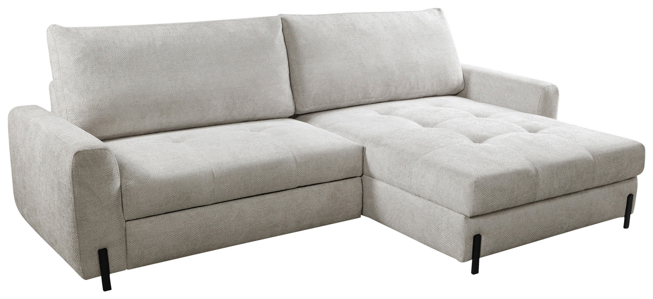 Thumbnail - Mid.you Ecksofa, Beige, Textil, 3-Sitzer, Ottomane rechts, L-Form, 265x162 cm, Made in EU, Liegefunktion, Rücken echt, W...