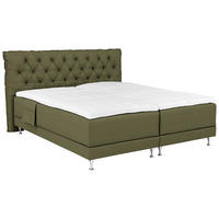 BOXSPRINGBETT 160/200 cm,  in Olivgrün, Matratze, Topper, motorische Verstellbarkeit, Fernbedienung, H4 + H4 = sehr fest  - Blau/Silberfarben, Basics, Holzwerkstoff/Textil (160/200cm) - Welnova