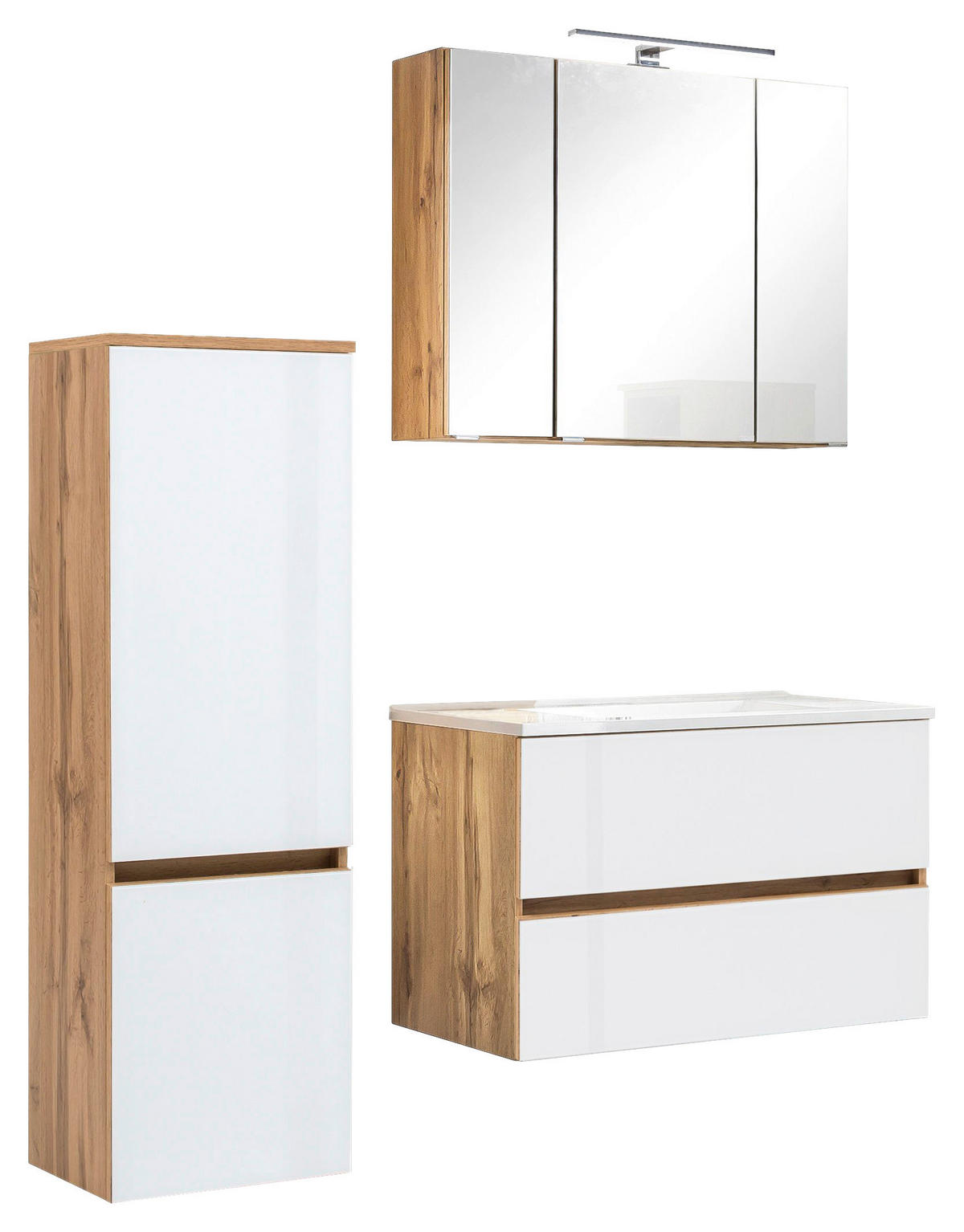 BADEZIMMER  in 120 cm  - Weiss/Eichefarben, Konventionell, Glas/Holzwerkstoff (120cm) - Held