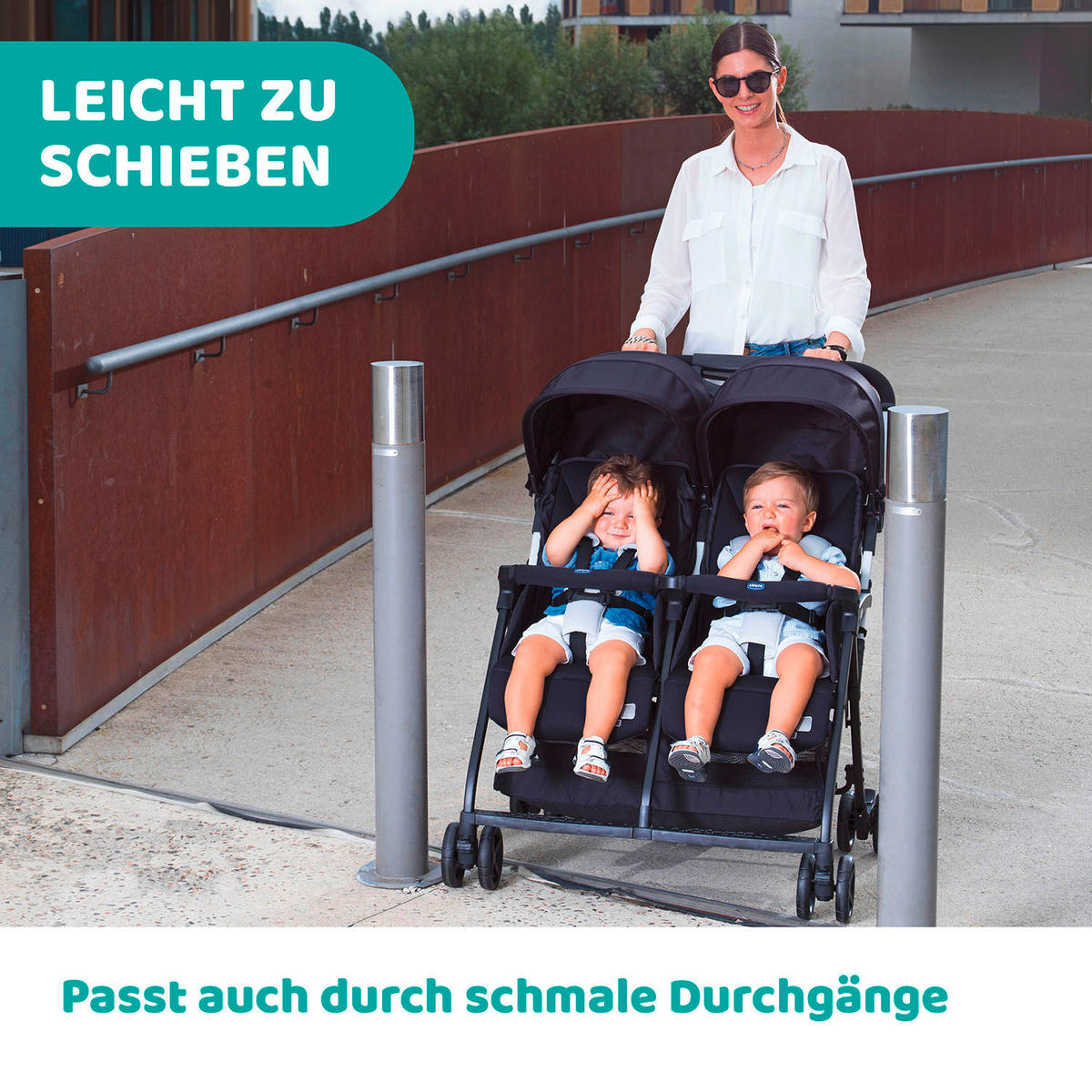 ZWILLINGSWAGEN OHLALÀ TWIN  - Schwarz, Basics, Metall (78/101/88cm) - Chicco