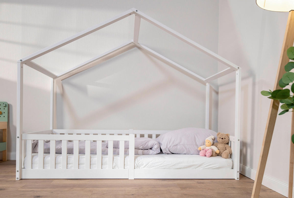 HAUSBETT 120/200 cm,  in Weiß,  - Weiß, Basics, Holz (120/200cm) - tiSsi