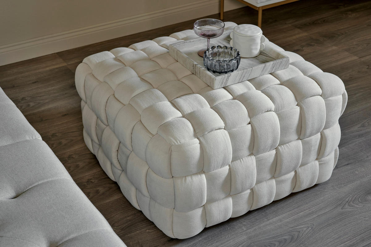 SITZWÜRFEL Samt  - Creme, MODERN, Textil (78/43/78cm)