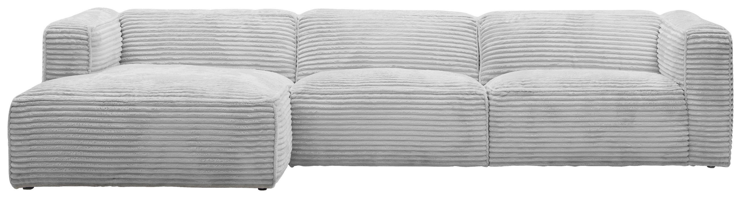 ECKSOFA Ottomane links, Eckteil  FEBE Grau Cord  - Schwarz/Grau, Design, Kunststoff/Textil (163/332cm) - Stylife