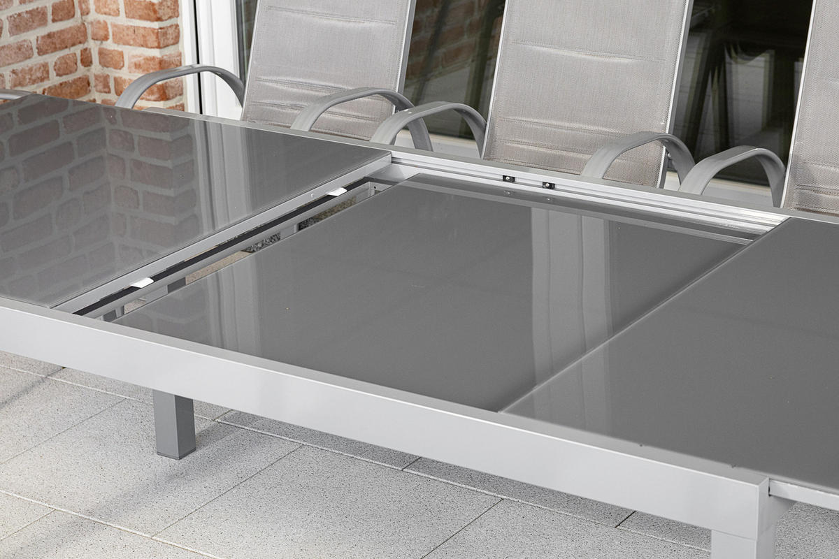 GARTENSET Aluminium  - Silberfarben/Braun, KONVENTIONELL, Glas/Textil - Gardenson