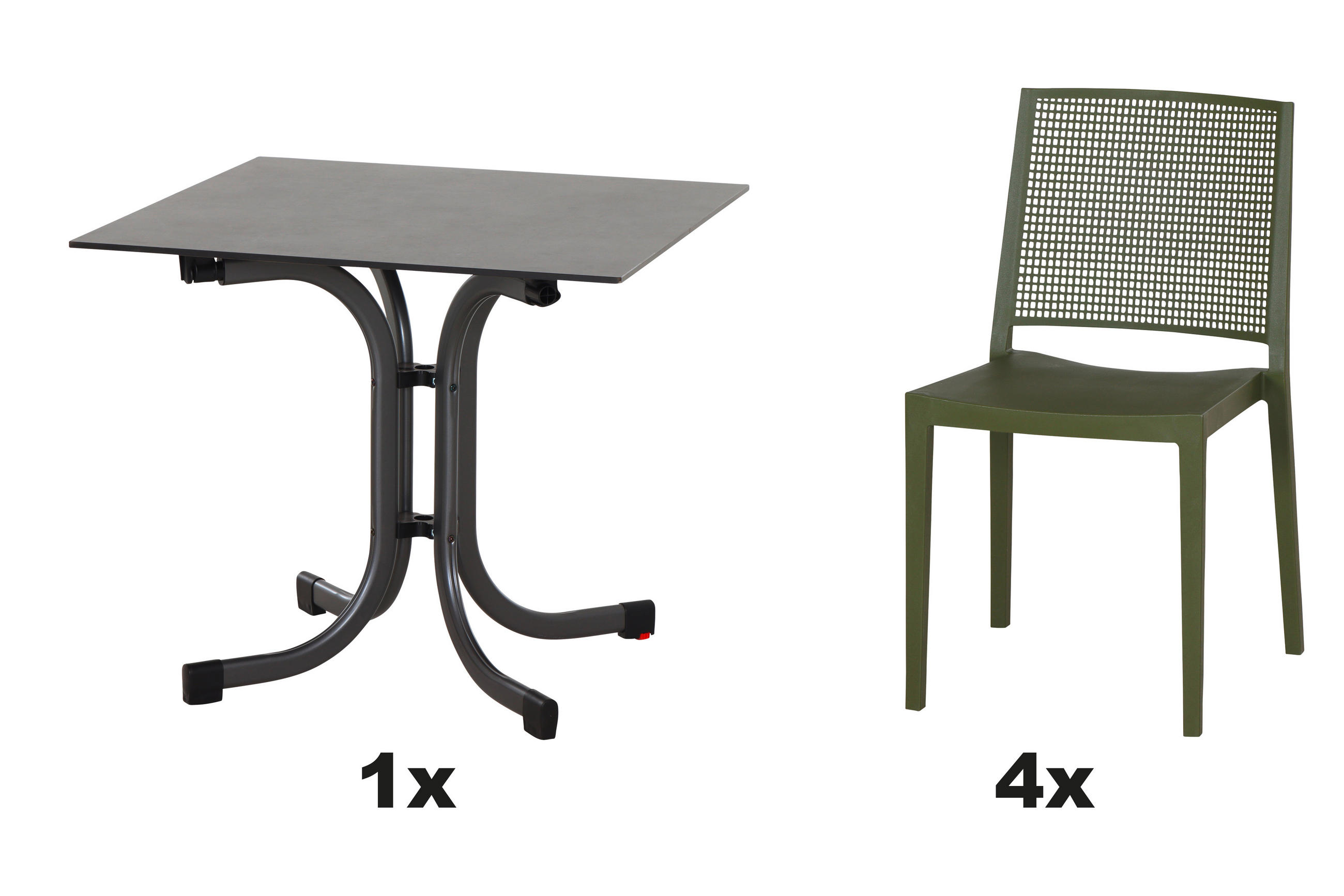GARTENGARNITUR 5-teilig  - Grün, Basics, Holzwerkstoff/Kunststoff (80/80/80cm) - Siena Garden