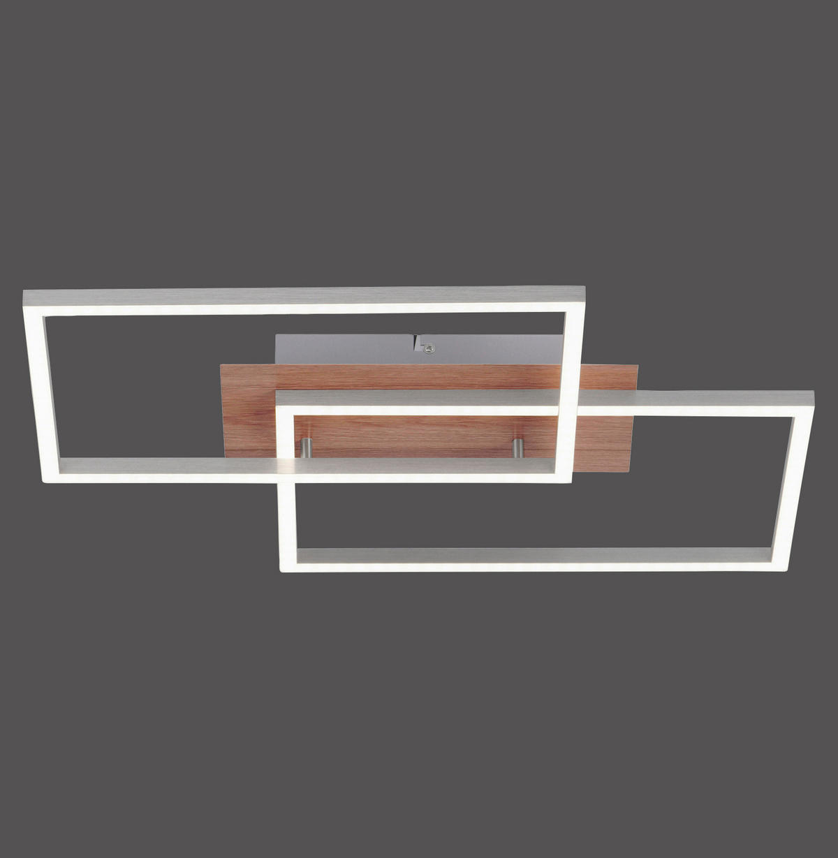 LED-DECKENLEUCHTE Iven 50,4/42/7 cm   - Eichefarben/Nickelfarben, Natur, Kunststoff/Metall (50,4/42/7cm)