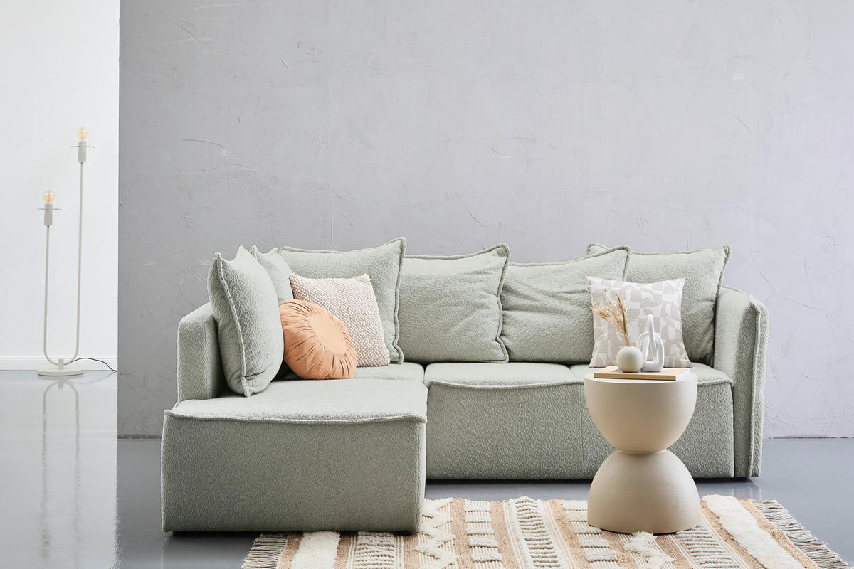 ECKSOFA in Chenille Naturfarben  - Schwarz/Naturfarben, KONVENTIONELL, Kunststoff/Textil (193/233cm) - Carryhome