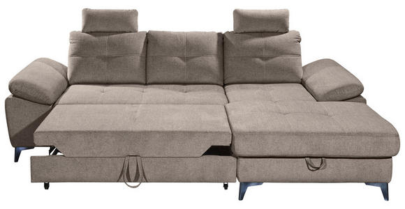 ECKSOFA Sandfarben Mikrovelours  - Sandfarben/Chromfarben, KONVENTIONELL, Kunststoff/Textil (270/170cm) - Carryhome