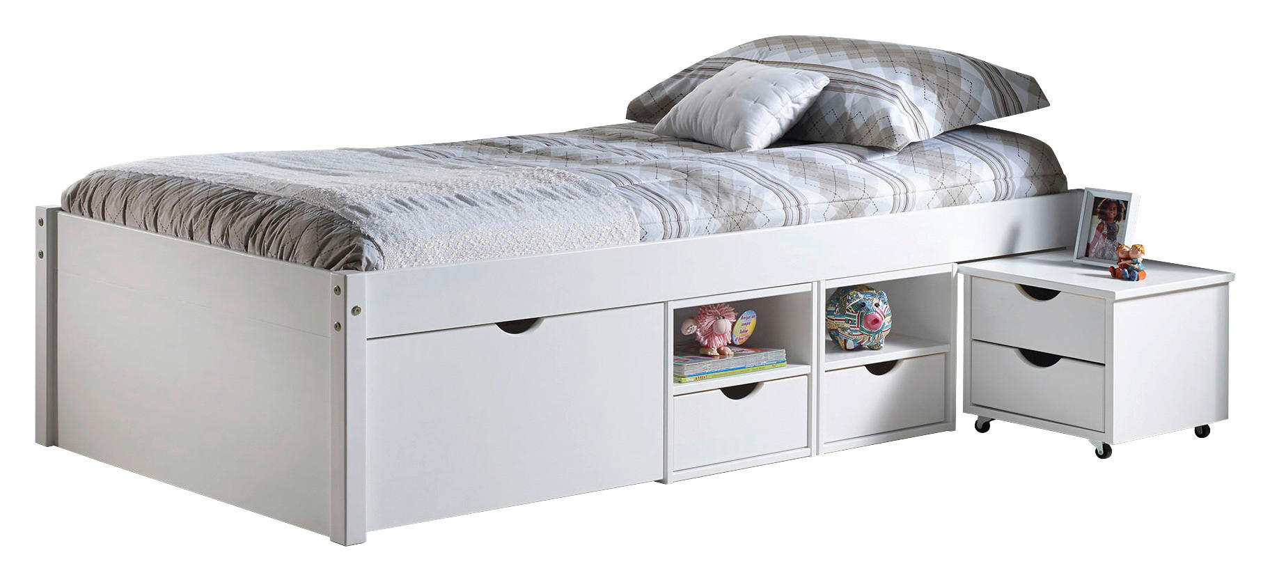 STAURAUMBETT 90/200 cm  in Weiß  - Weiß, LIFESTYLE, Holz (90/200cm) - Xora