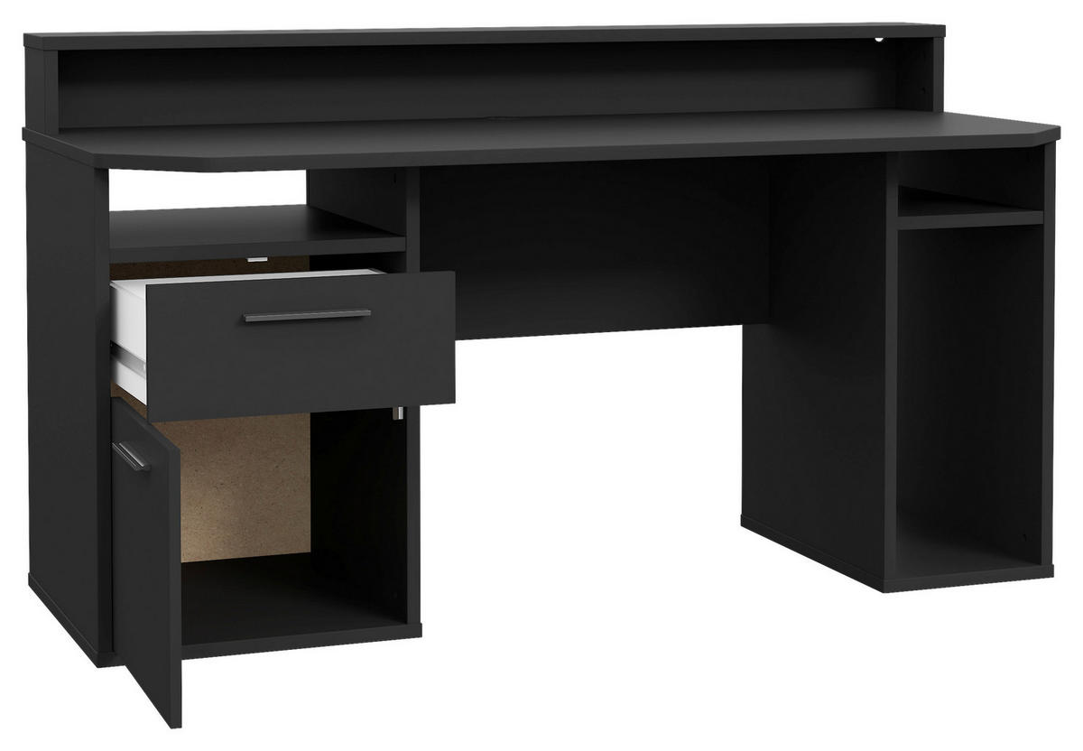 GAMINGTISCH 160/72/91 cm  in Schwarz  - Schwarz, MODERN, Holzwerkstoff/Kunststoff (160/72/91cm) - MID.YOU