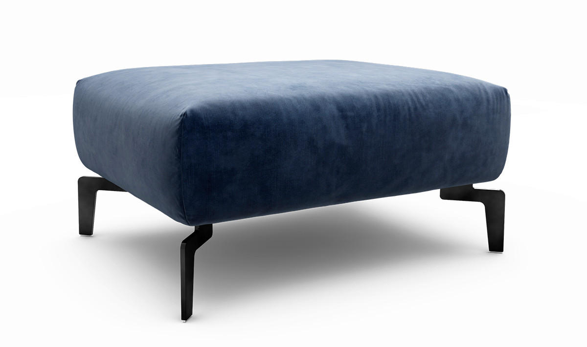 HOCKER Samt Dunkelblau  - Schwarz/Dunkelblau, Design, Textil/Metall (90/70/46cm) - SENSOO