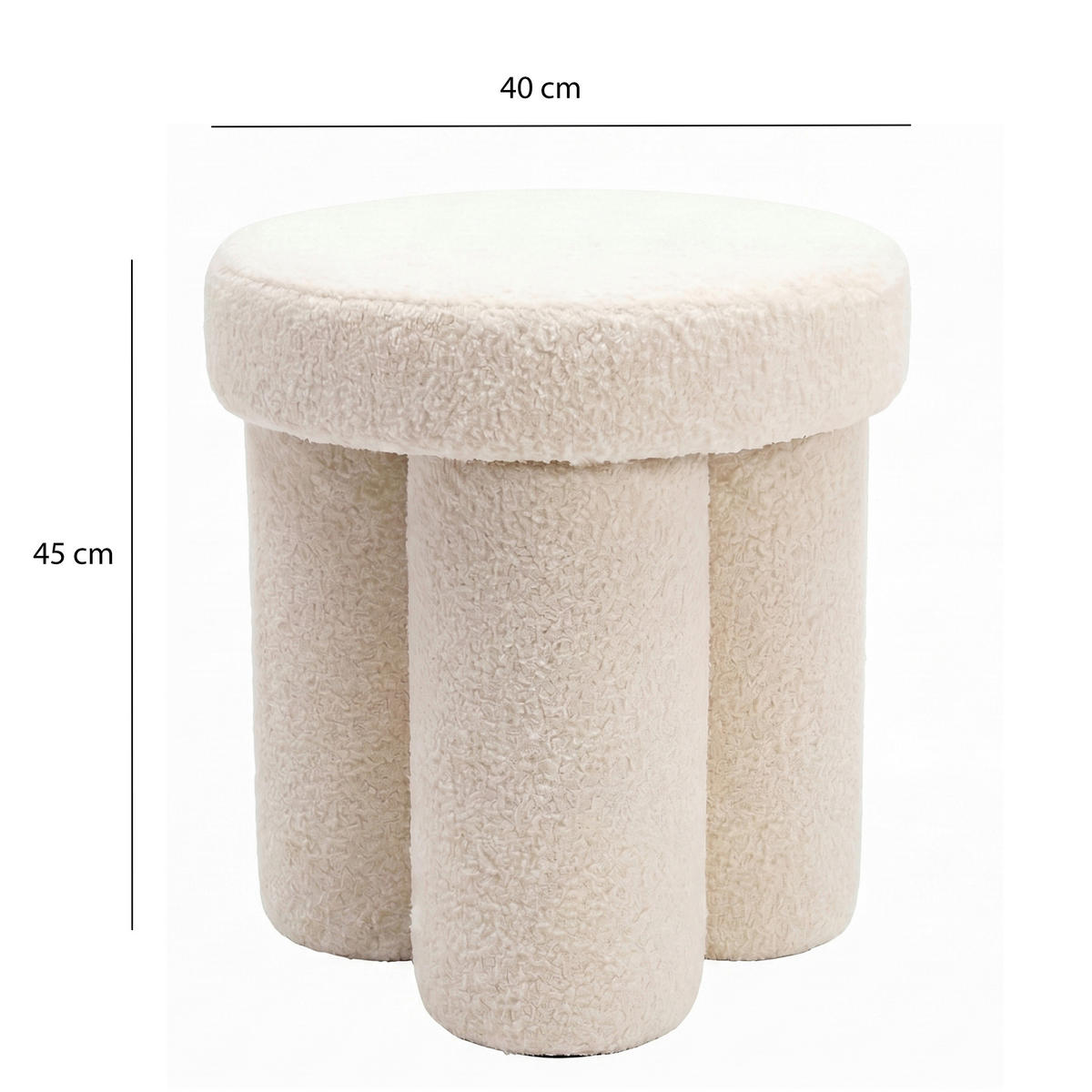 HOCKER Textil Creme  - Creme, Design, Textil (40/45/40cm) - Livetastic