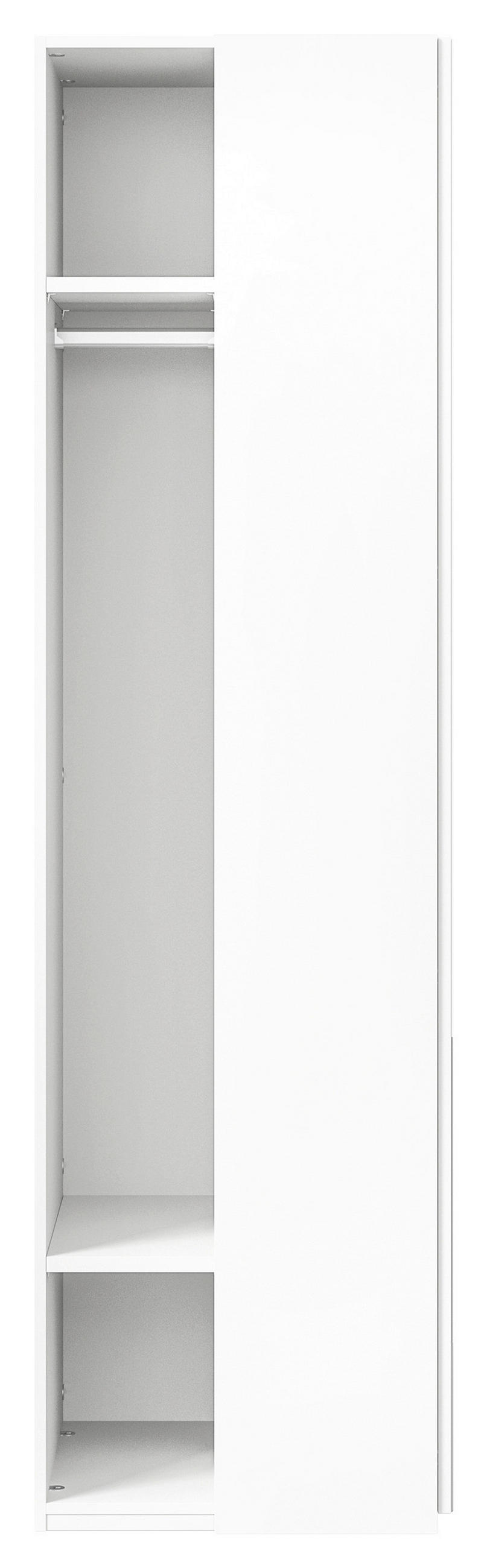 KLEIDERSCHRANK in Weiss  - Weiss/Edelstahlfarben, Design, Glas/Holzwerkstoff (51,3/213,6/59,3cm) - Cantus