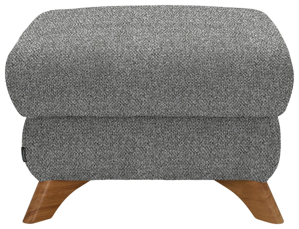 HOCKER in Textil Hellgrau  - Eichefarben/Hellgrau, Modern, Holz/Textil (65/47/65cm) - Valnatura