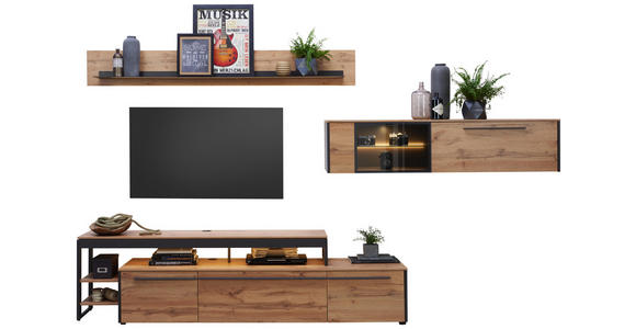 WOHNWAND in Grau, Eichefarben - Eichefarben/Grau, MODERN, Holzwerkstoff/Metall (319/178/50cm) - Hom`in