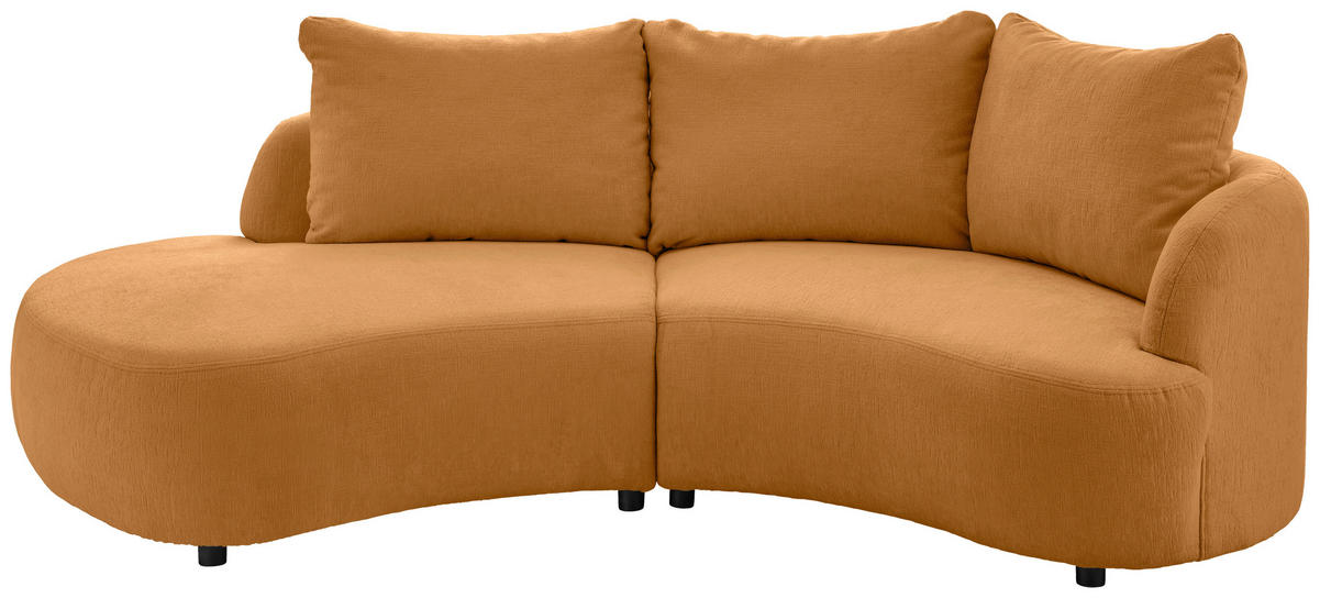 ECKSOFA Goldfarben Mikrofaser  - Goldfarben/Schwarz, MODERN, Kunststoff/Textil (250/139cm) - Livetastic