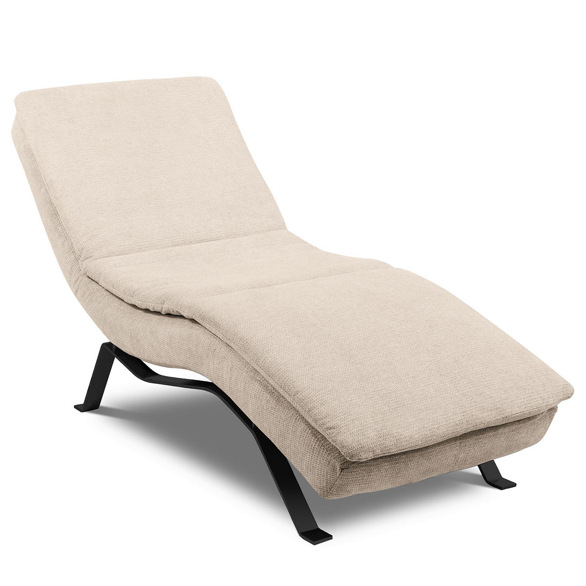 RELAXLIEGE Echtleder Beige  - Beige/Schwarz, Design, Leder/Metall (65/95/171cm) - Celina Home