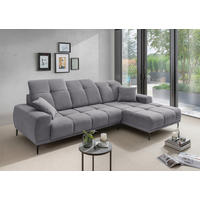 ECKSOFA NESTO in Chenille Dunkelgrau  292/187 cm  - Dunkelgrau/Schwarz, Basics, Textil/Metall (292/187cm) - Livetastic