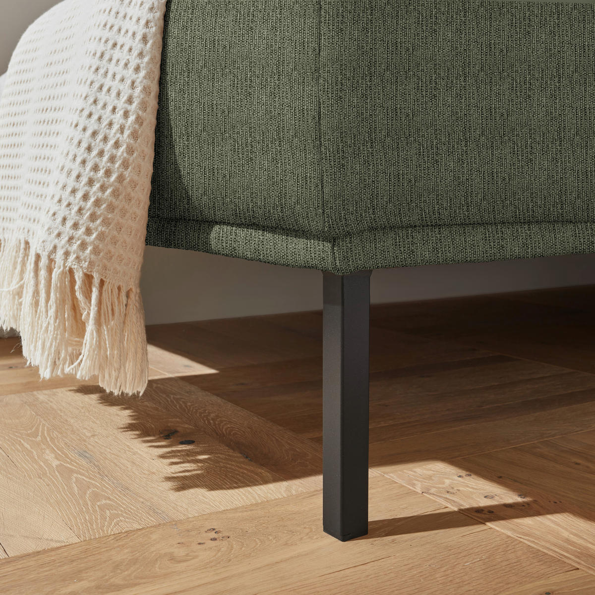 ECKSOFA  in Flachgewebe Grün  270/308 cm  - Schwarz/Grün, Design, Textil/Metall (270/308cm) - Pure Home Lifestyle