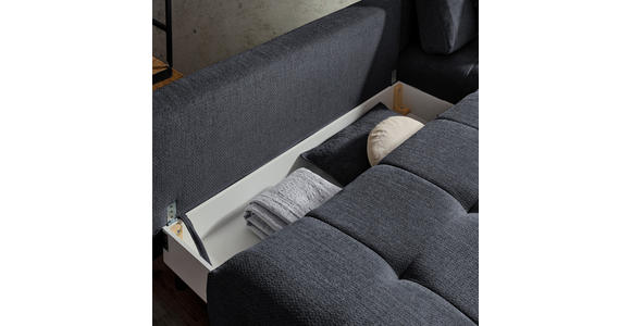 ECKSOFA in Chenille Dunkelblau  - Schwarz/Dunkelblau, MODERN, Textil/Metall (290/182cm) - Hom`in