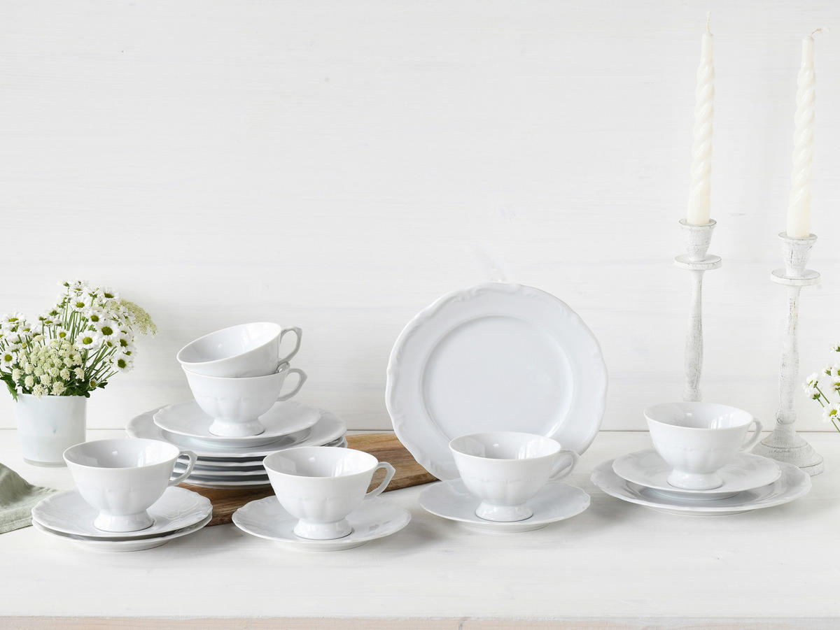 KAFFEESERVICE Maria Theresia Weiss 18-teilig  - Weiß, Basics, Keramik - Creatable