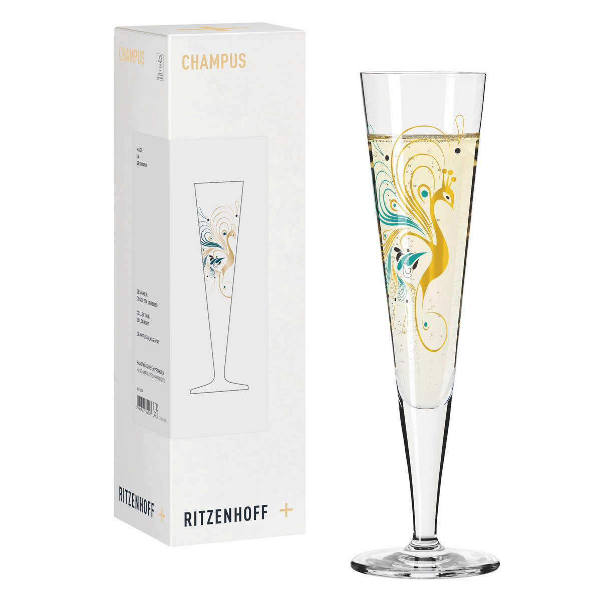 CHAMPAGNERGLAS 205 ml  - Transparent/Goldfarben, Design, Glas (7.2/24.0cm) - Ritzenhoff