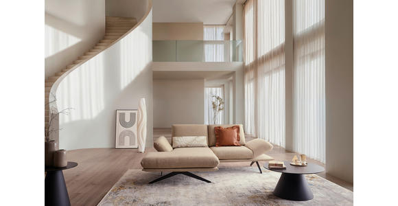 ECKSOFA  in Flachgewebe Beige  155/234 cm  - Beige/Schwarz, Design, Textil/Metall (155/234cm) - Dieter Knoll