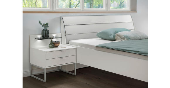 BETT 140/200 cm in Weiß - Chromfarben/Weiß, KONVENTIONELL, Holzwerkstoff/Metall (140/200cm) - Dieter Knoll