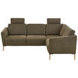 ECKSOFA Olivgrün Flachgewebe  - Eichefarben/Olivgrün, Design, Holz/Textil (238/186cm) - Valnatura