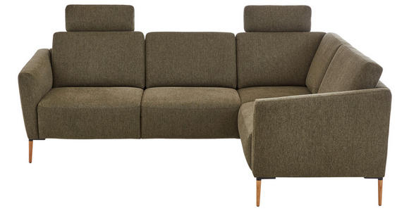ECKSOFA Olivgrün Flachgewebe - Eichefarben/Olivgrün, Design, Holz/Textil (238/186cm) - Valnatura