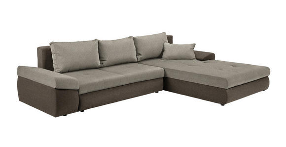 ECKSOFA in Webstoff Braun, Hellbraun  - Hellbraun/Schwarz, Design, Kunststoff/Textil (313/215cm) - Carryhome