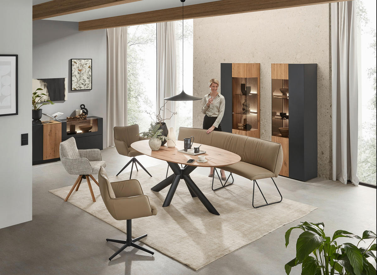 ESSTISCH in Holz, Metall 200/110/75 cm  - Eichefarben/Anthrazit, Design, Holz/Metall (200/110/75cm) - Valnatura