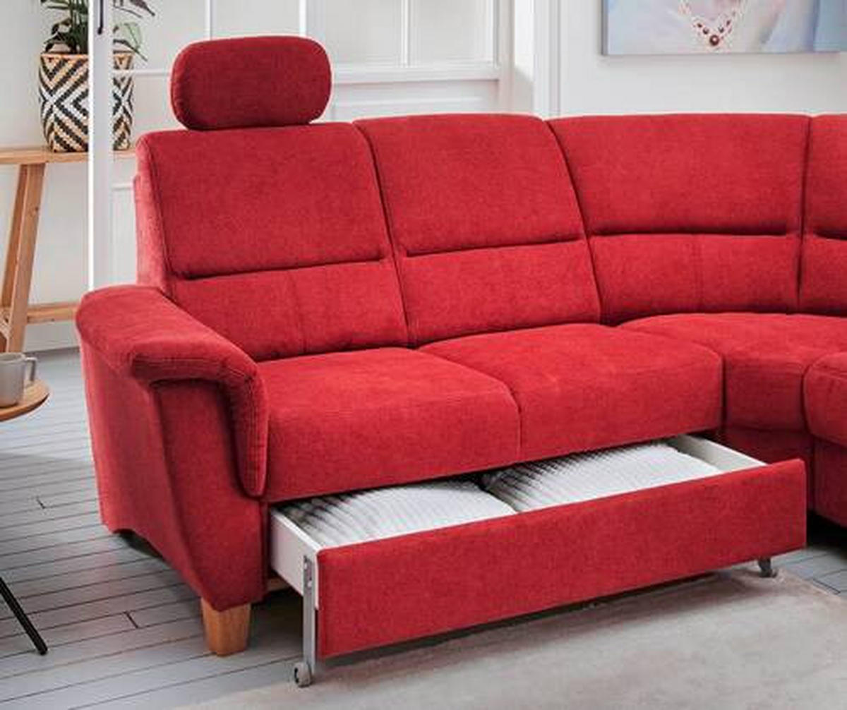 ECKSOFA Rot Struktur  - Wildeiche/Rot, KONVENTIONELL, Holz/Textil (238/241cm) - Livetastic