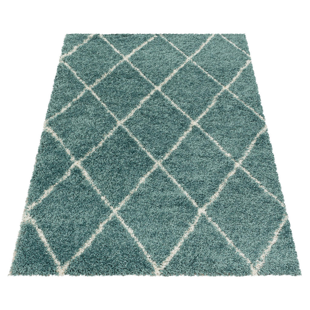 Thumbnail - Novel Hochflorteppich Alvor 3401 blau, Blau, Textil, Raute, rechteckig, 240x340 cm, Oeko-Tex® Standard 100, für Fußboden...